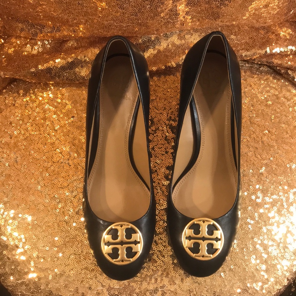 Tory Burch Black Chelsea Wedges